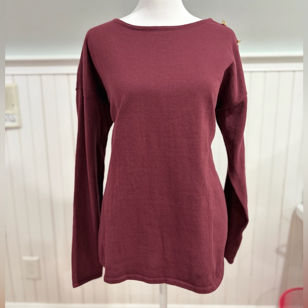 Michael Kors Deep Burgundy Long Sleeve Top (XL)